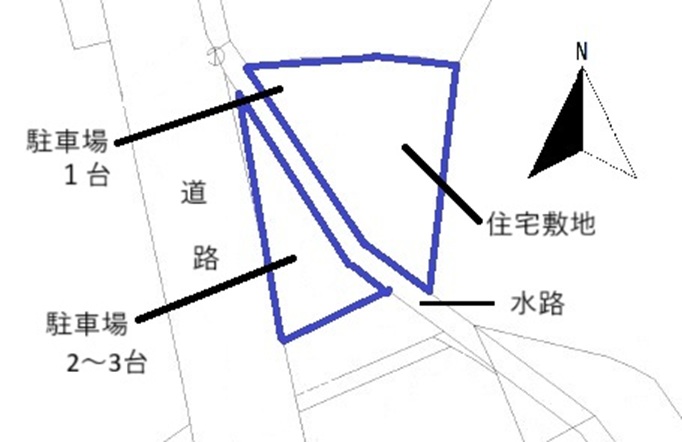 飯田市上郷黒田中古住宅公図、敷地図