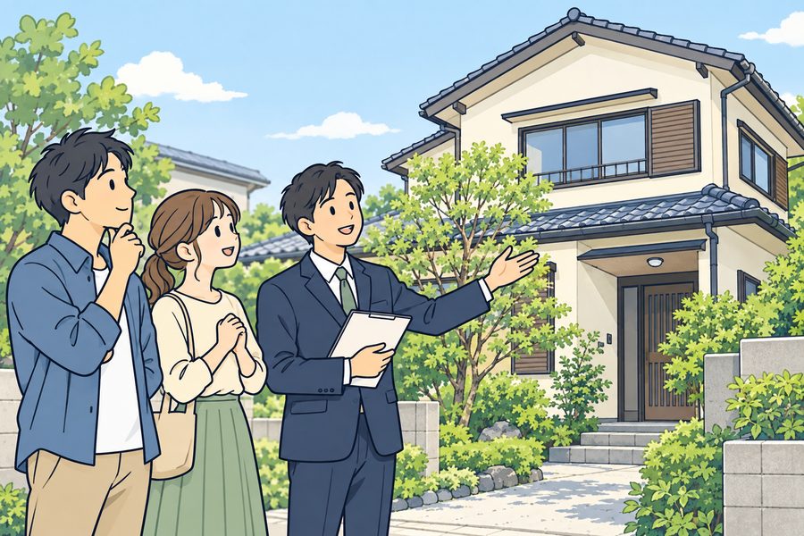 当社取り扱い物件の見学で確認事項を整理するイメージイラスト